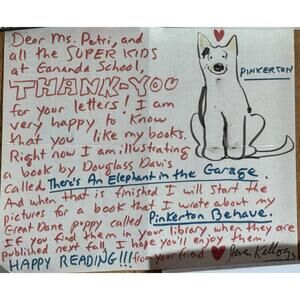 Hand Written Letter & Drawing Illustrator Steven Kellogg Pinkerton Behave SIGNED